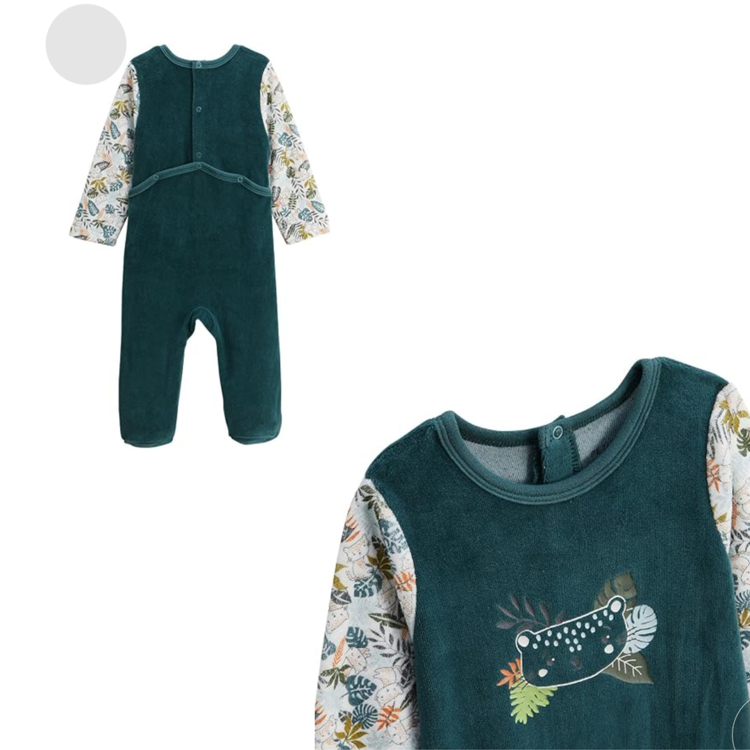 Petit Béguin – Pyjama Bébé en Velours Canopée – 9 Mois
