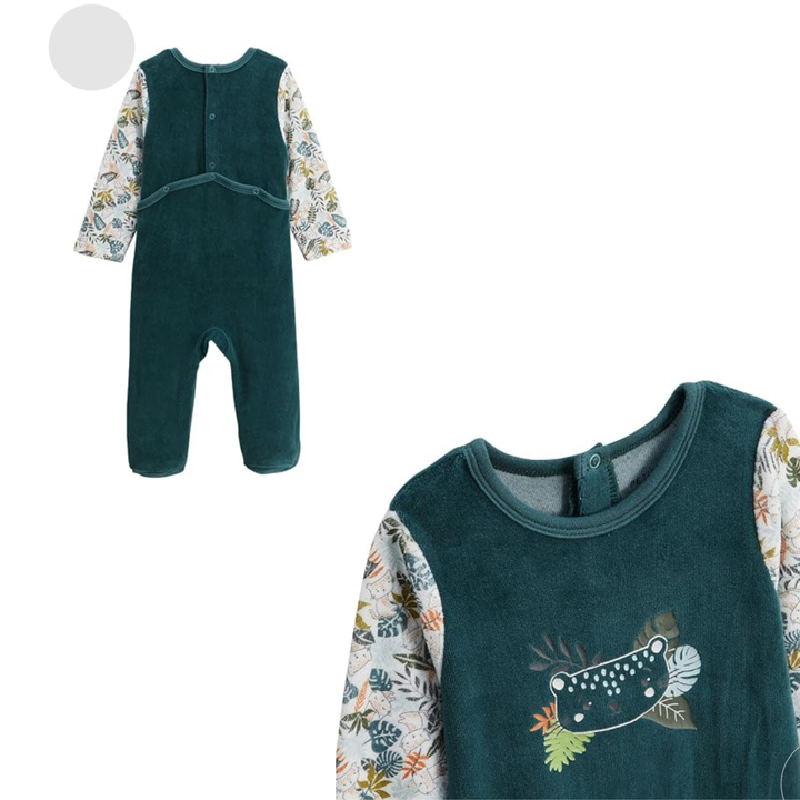 Petit Béguin – Pyjama Bébé en Velours Canopée – 9 Mois
