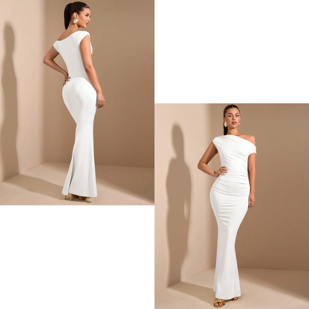 SHEIN BAE - Robe élégante à Col Asymétrique - Ourlet Sirène Extra Long - Taille XS