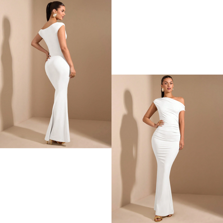 SHEIN BAE - Robe élégante à Col Asymétrique - Ourlet Sirène Extra Long - Taille XS