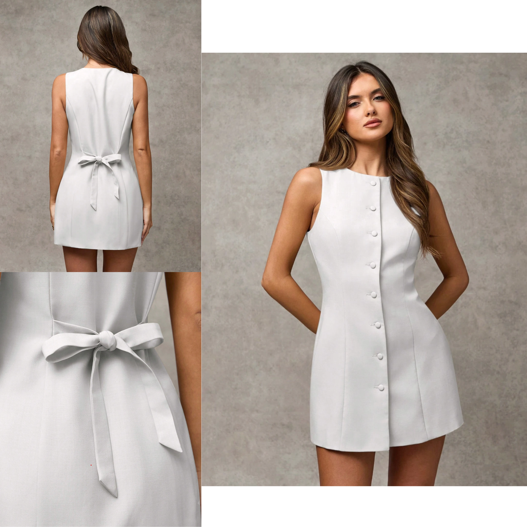 SHEIN BAE – Robe Décontractée Femme – Col Rond Sans Manches – Blanche – Taille M