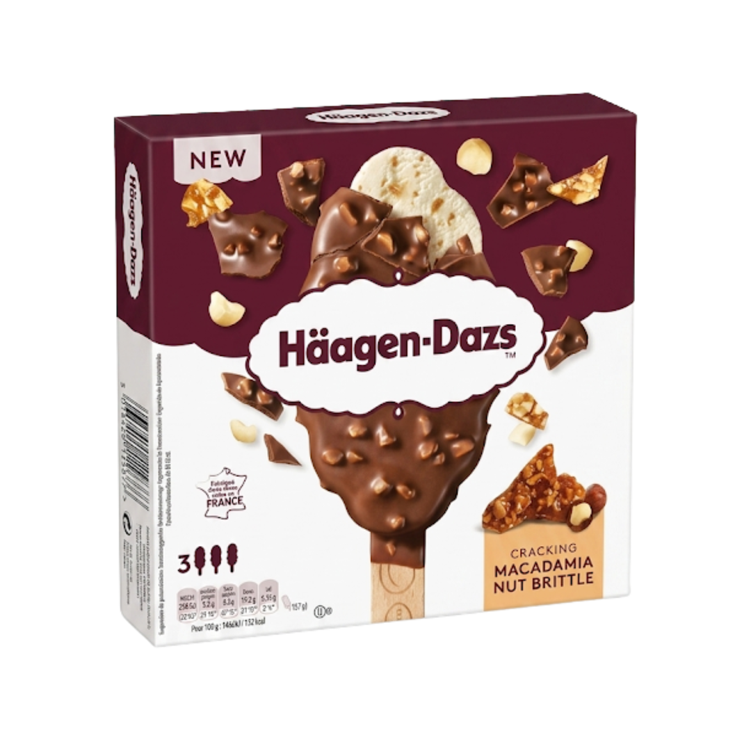 Haagen-Dazs - Cracking Macadamia Nut Brittle x 3 - 240 ml