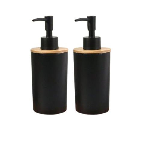 Lot de 2 distributeurs de savon liquide rechargeables avec bouchon en bois, disponibles à Dakar sur Dialy en 60 min

