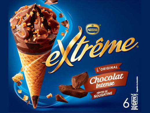 EXTRÊME - Glace cône au chocolat intense avec des pépites de nougatine X6 - 426g Dakar Dialy