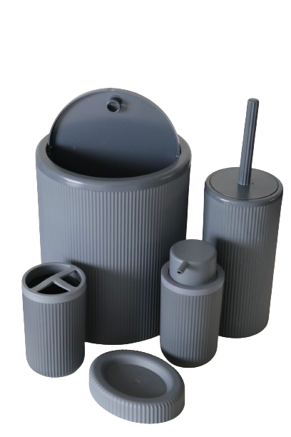 Ensemble 5 Accessoires Salle de Bain en Plastique – Poubelle, Distributeur, Brosse WC Dialy - Dakar 
