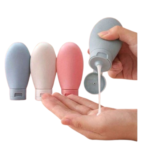 Ensemble de flacons de voyage rechargeables et flexibles - Etanches et compressibles Dialy - Dakar 