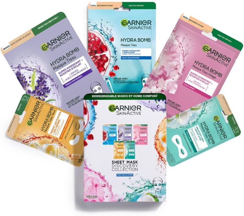 GARNIER Skin Active - Lot de 5 Masques Tissu Hydra Bomb Dialy - DAKAR 