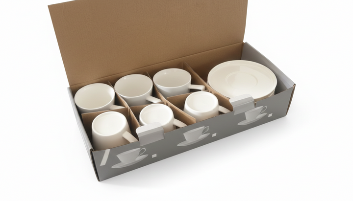 Service de Tasses et Sous-tasses Blanc – 12 Pièces