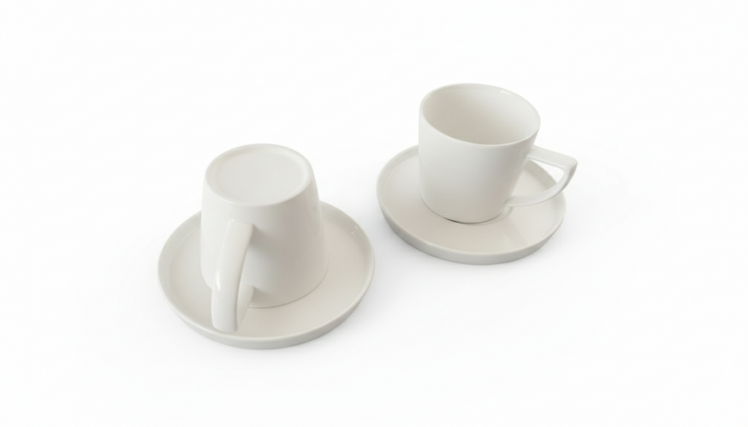 Service de Tasses et Sous-tasses Blanc – 12 Pièces