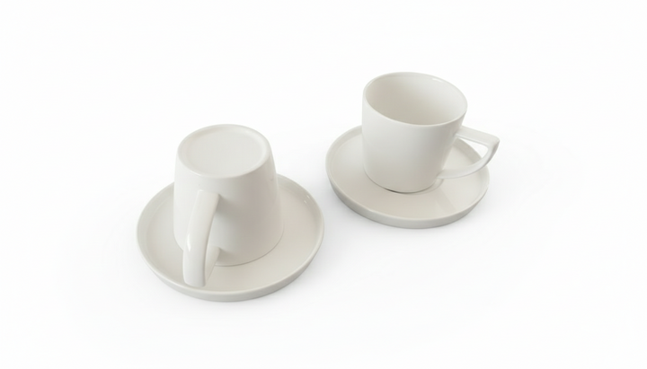 Service de Tasses et Sous-tasses Blanc – 12 Pièces