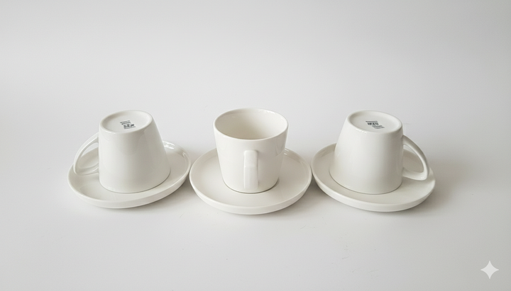 Service de Tasses et Sous-tasses Blanc – 12 Pièces