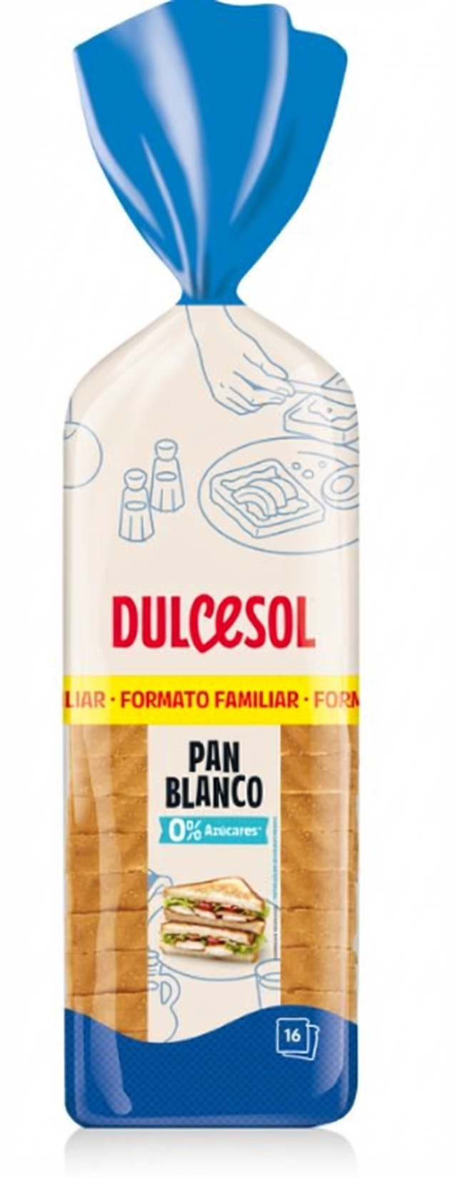 Dulcesol pain de mie blanc,16 parts 460g