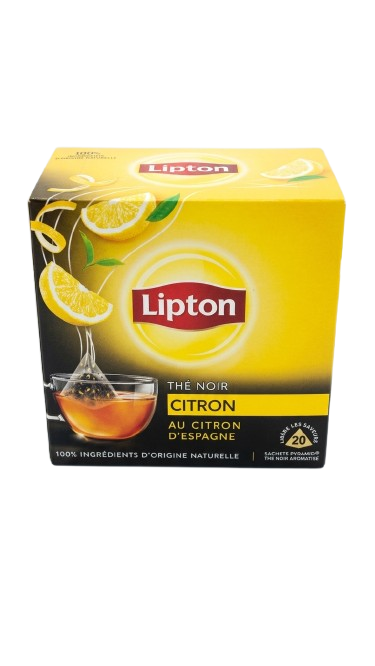 Lipton -  Thé Noir Citron au citron d'Espagne - 20 sachets de thé pyramide
