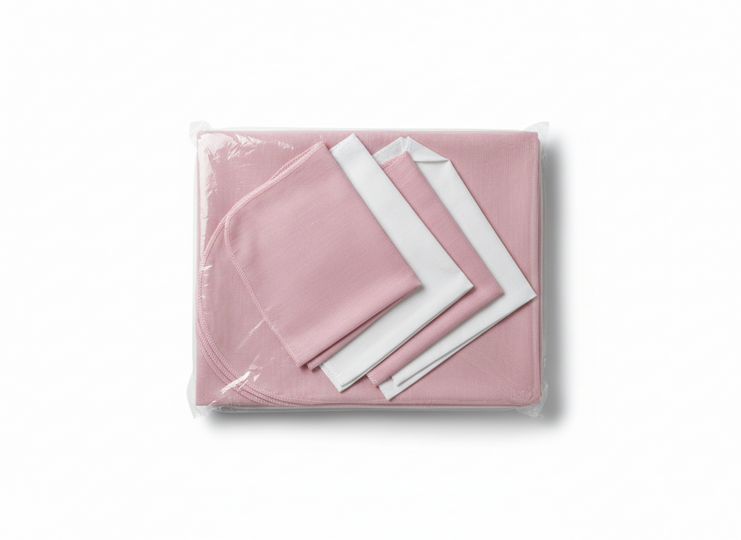 Ensembles Nappe de Table Rose et 4 torchons