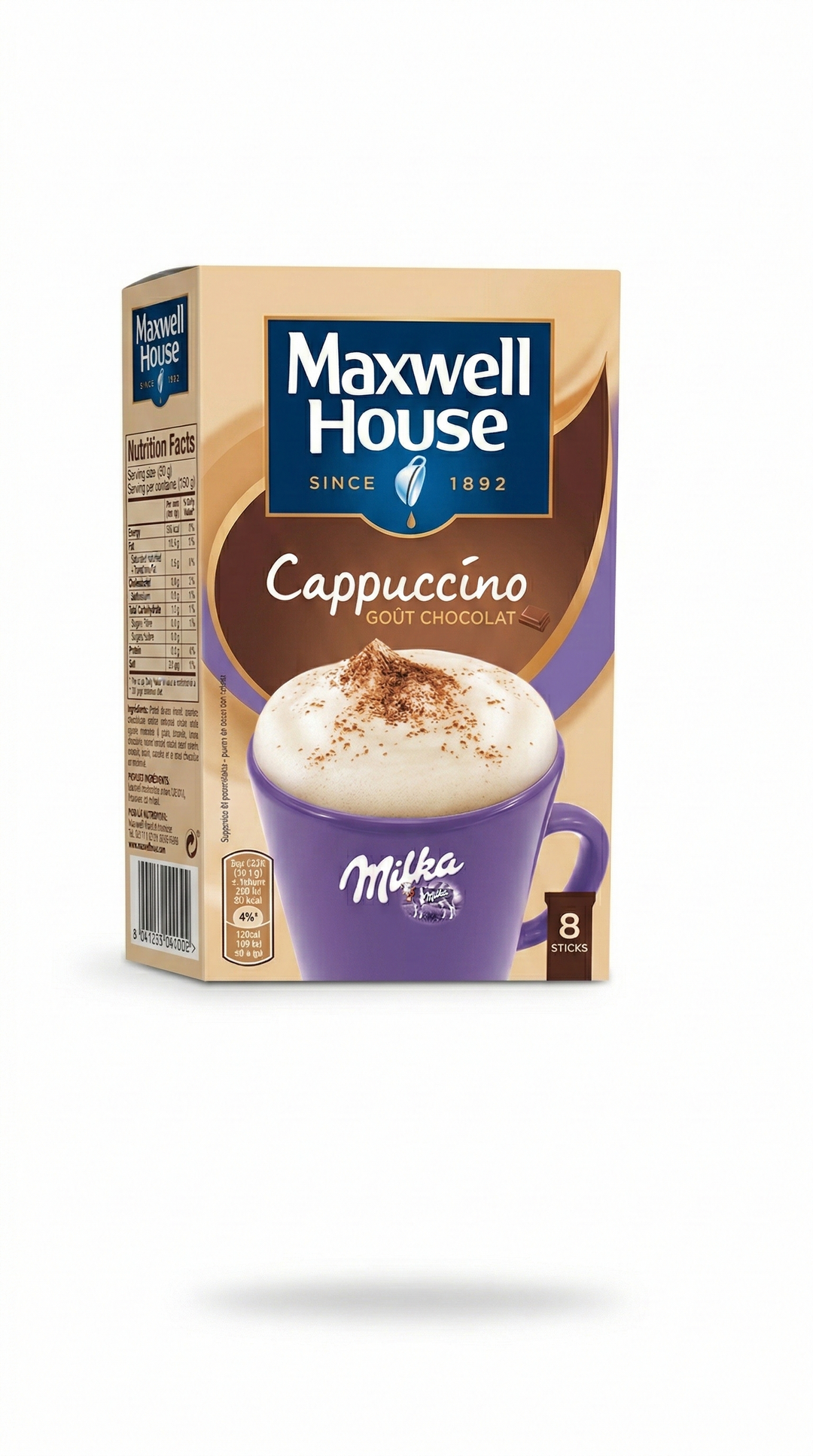 Maxwell House – Cappuccino au Goût Chocolat – 8 Sticks
