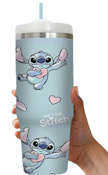 Gourde Disney Stitch en acier inoxydable avec paille et couvercle disponible sur Dialy en 60min à Dakar