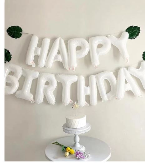 Ballons en forme de lettres pour anniversaire,blanc