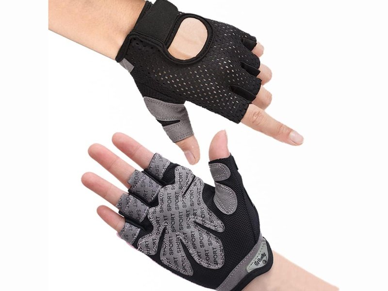 HUALLY - Gants de Sport pour CrossFit, Vélo et Yoga en Noir - anti-dérapant DAKAR DIALY