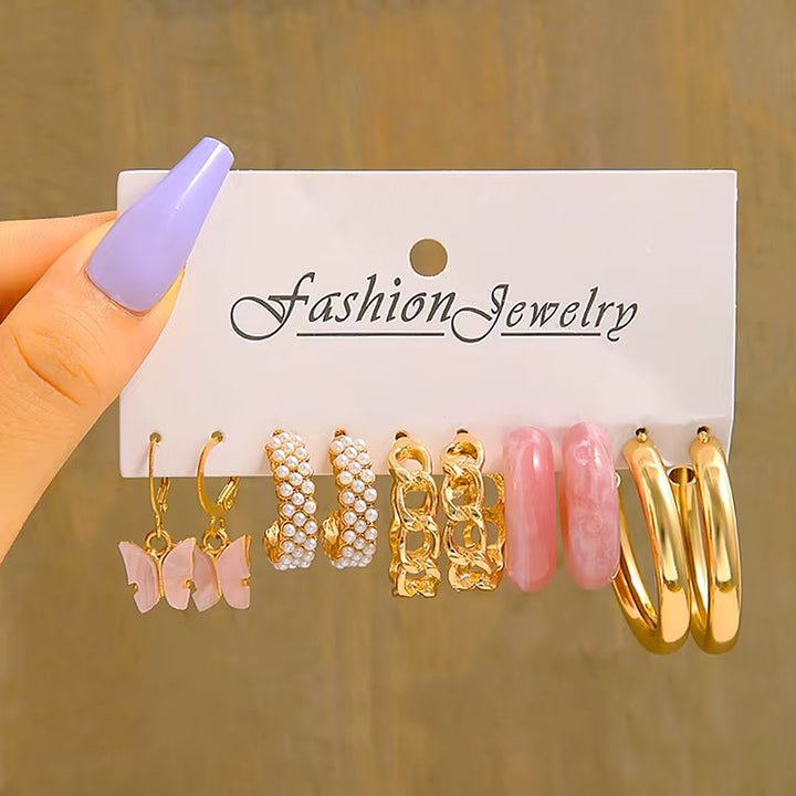 Lot 2 x 5 paires de boucles d’oreilles rondes – Styles variés