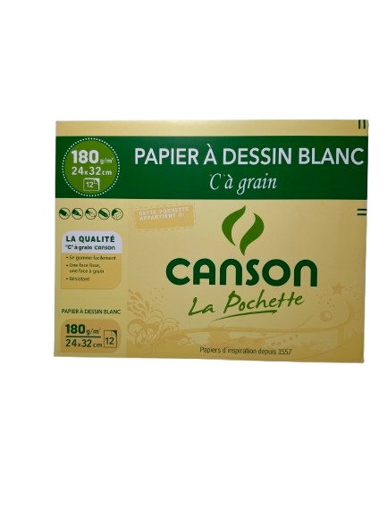 Canson Pochette de 12 feuilles de papier dessin A4   24*32