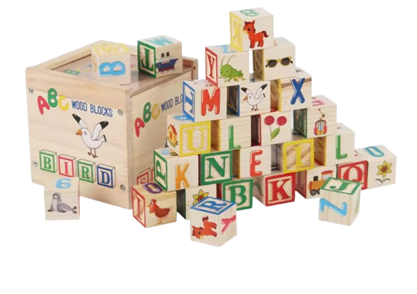 JEU – Blocs lettres éducatifs en bois enfants avec icônes nombres Dialy - Dakar