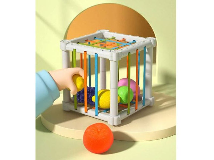Montessori - Cube Sensoriel avec Fruits - Jeu d’Éveil et Motricité Bébé
