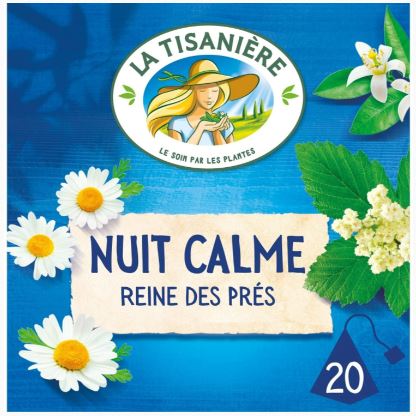 LA TISANIÈRE - Thé Nuit calme Reine des prés - Infusion Tilleul Oranger Camomille - 20 sachets Dakar Dialy