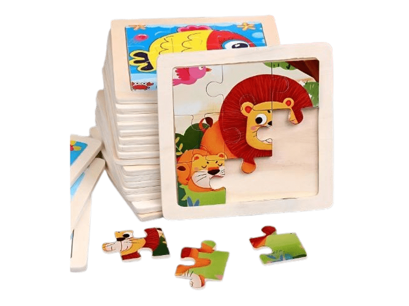 Puzzle en bois en forme de lion,