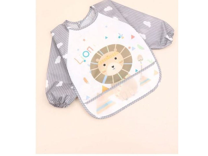Bavoirs De Bébé À Manches Longues Imperméables Avec Imprimé Lion Et Rayures