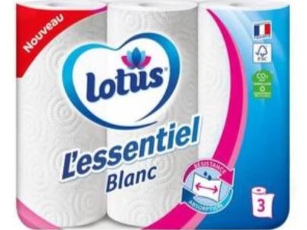 LOTUS - Lot de 3 Rouleaux d'Essuie-tout Ultra Absorbants Dakar Dialy