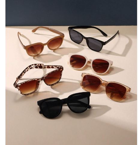 Lot de 6 Lunettes de Soleil Carrées Rétro – Style Plastique