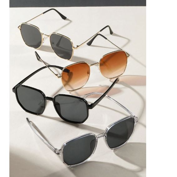 Lunettes de soleil unisexes carrées style tendance, 4 pièces