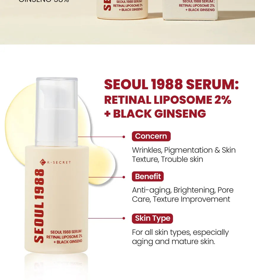 KSECRET - SEOUL 1988 Sérum anti-âge : Retinal Liposome 2% + Black Ginseng