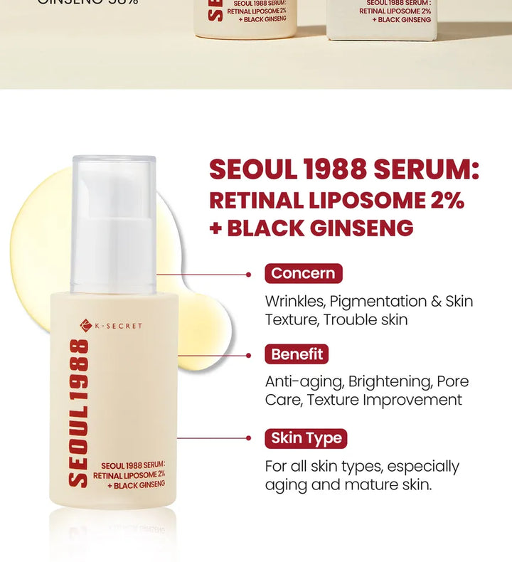 KSECRET - SEOUL 1988 Sérum anti-âge : Retinal Liposome 2% + Black Ginseng