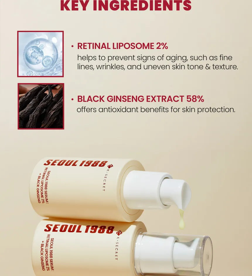 KSECRET - SEOUL 1988 Sérum anti-âge : Retinal Liposome 2% + Black Ginseng
