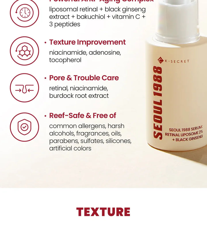 KSECRET - SEOUL 1988 Sérum anti-âge : Retinal Liposome 2% + Black Ginseng