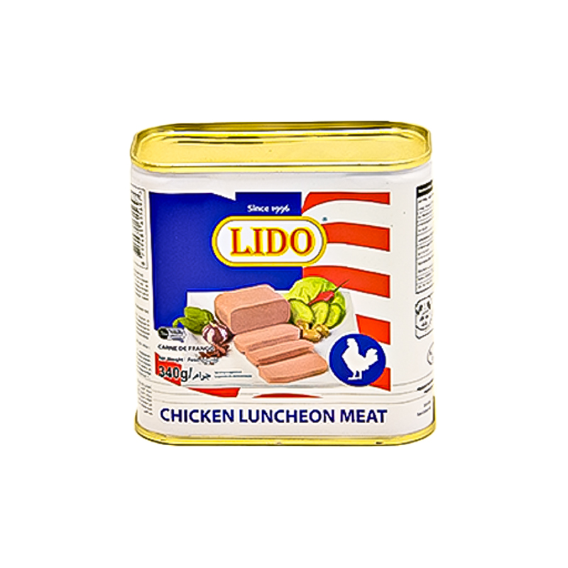Boîte de Corn Beef Luncheon au poulet Lido 340G. Disponible sur Dialy.sn à Dakar