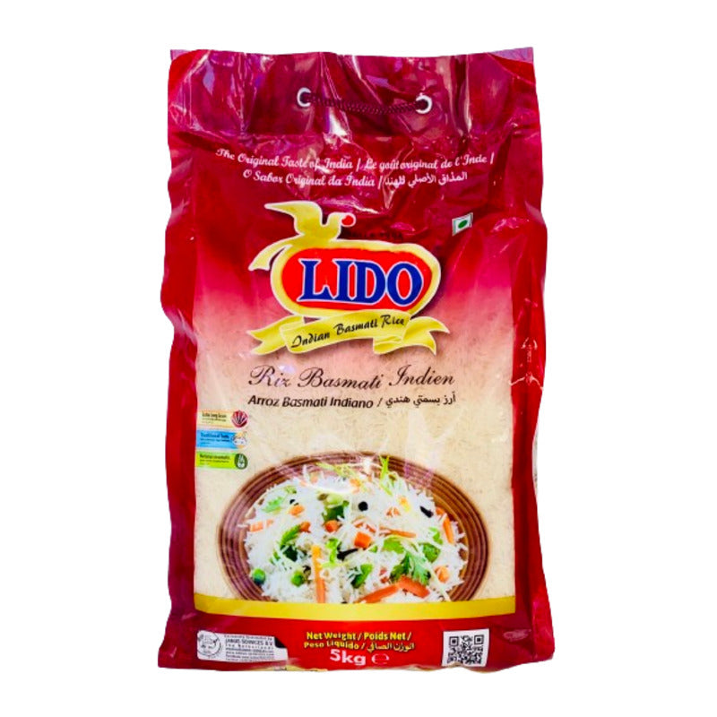 Sac de riz basmati indien Lido 5 kg, aux grains longs et parfumés. En vente sur Dialy.sn à Dakar