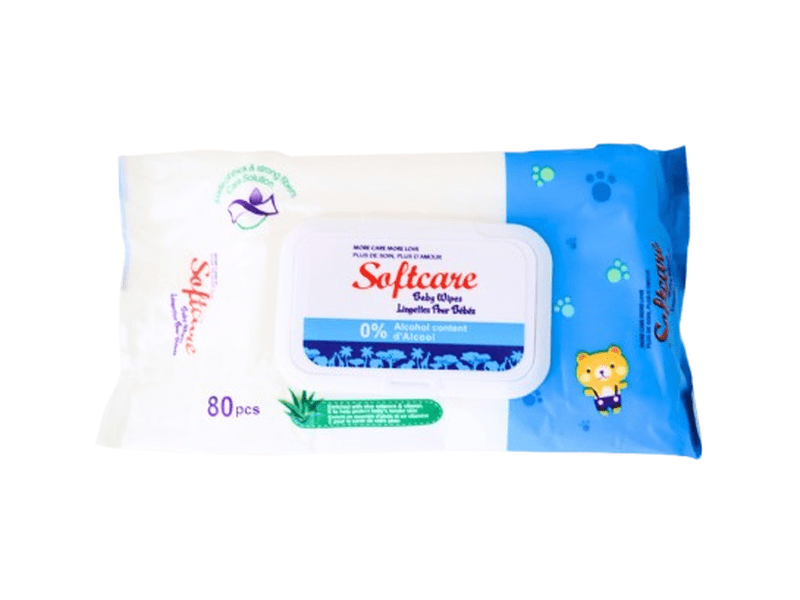 Softcare Lingettes Sans Alcool - Lot de 80 PCS - Douces et Hygiéniques