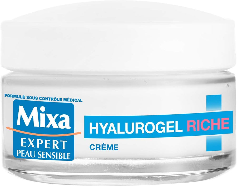 Crème hydratante Mixa riche en Hyalurogel pour peaux sensibles déshydratées – 50 ml, disponible à Dakar en 60 min sur Dialy.







