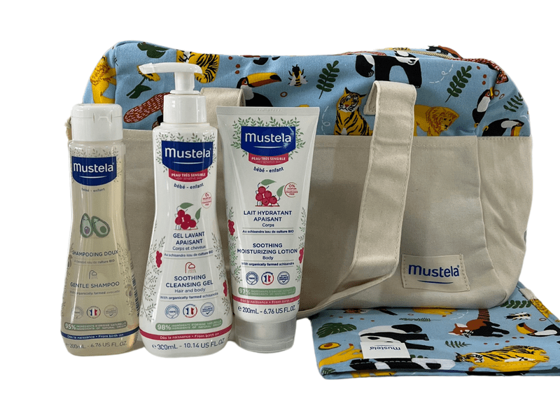 Gamme Mustela Apaisant pour bébé avec sac à langer et tapis à langer offerts, disponible à Dakar sur Dialy.sn