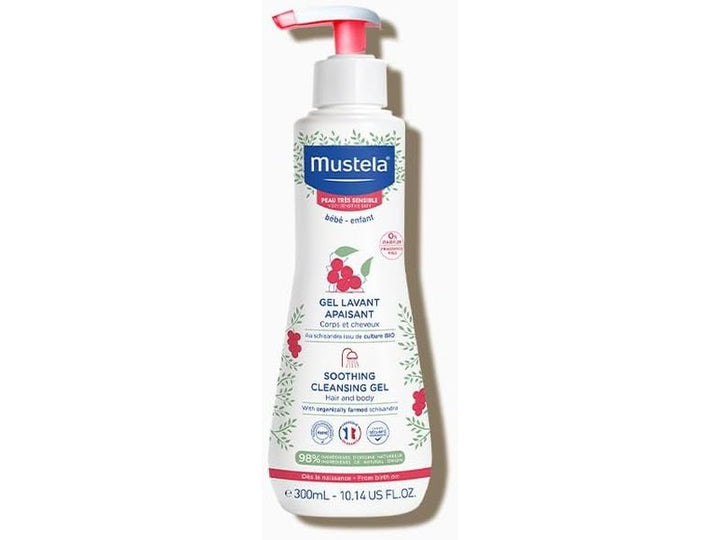 Mustela Gel Lavant Apaisant 300 ml, spécialement formulé pour les bébés. Disponible à Dakar sur Dialy.sn