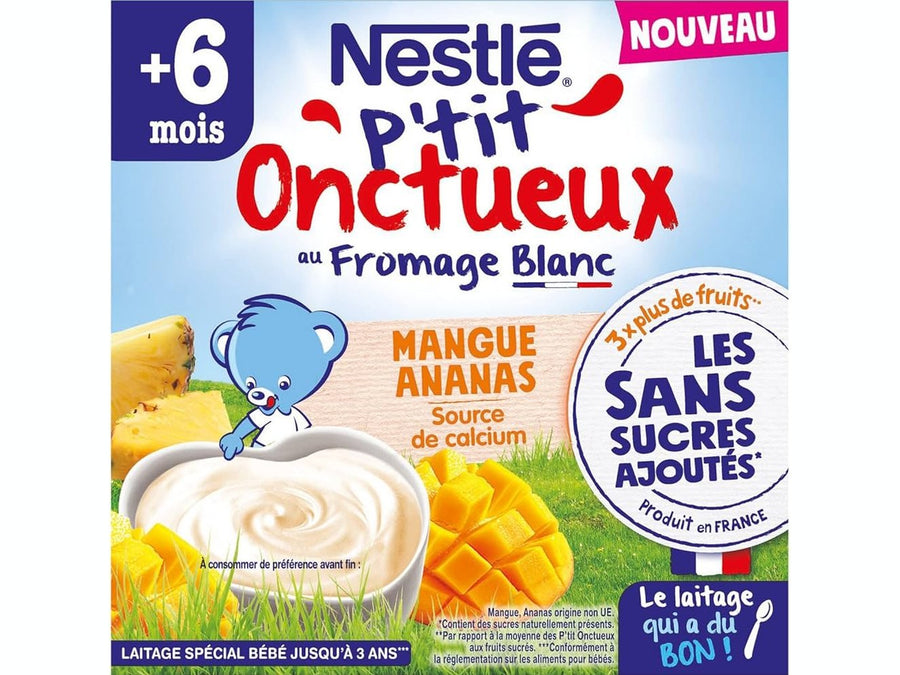 NESTLE - Fromage blanc, yaourt Mangue Ananas sans sucres ajoutés - dès 6 mois - 4 x 90g DAKAR DIALY