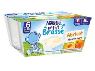 NESTLÉ - Yaourt Bébé P'tit Brassé à l'abricot, dès 6 Mois - 4 x 100g Dakar Dialy