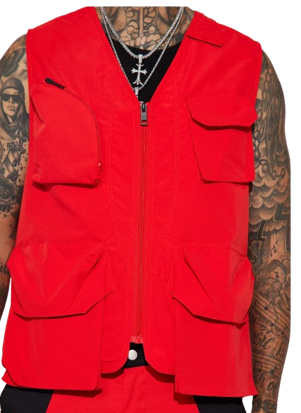 NOVAMEN - Gilet cargo tactique Ripstop couleur rouge - Taille XL DAKAR DIALY