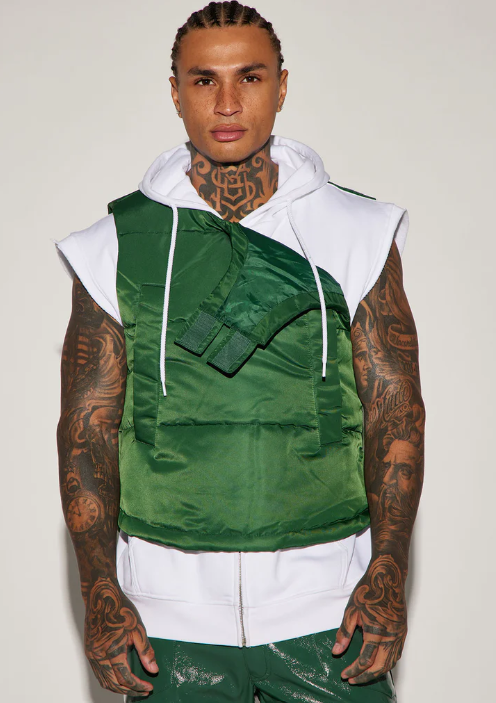 NOVAMEN - Gilet matelassé Detroit Velcro - Vert taille XL DAKAR DIALY
