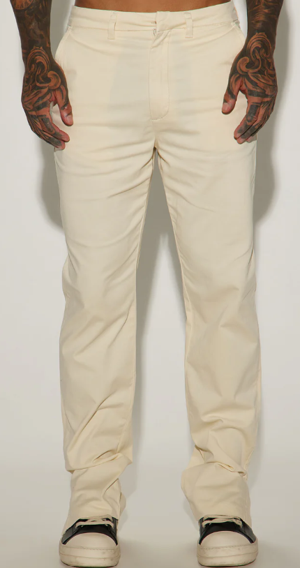 NOVAMEN - Pantalon homme slim fendu Mac Blanc cassé - Taille 40 Dakar Dialy