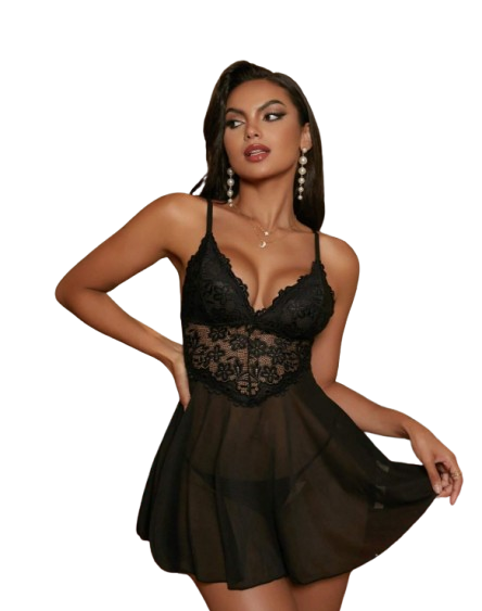 Nuisette en dentelle en patchwork et maille sexy - Taille L Dakar Dialy