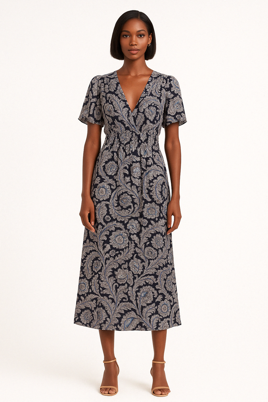 O.SHA - Robe volante motif blanc - Taille S/M DAKAR DIALY