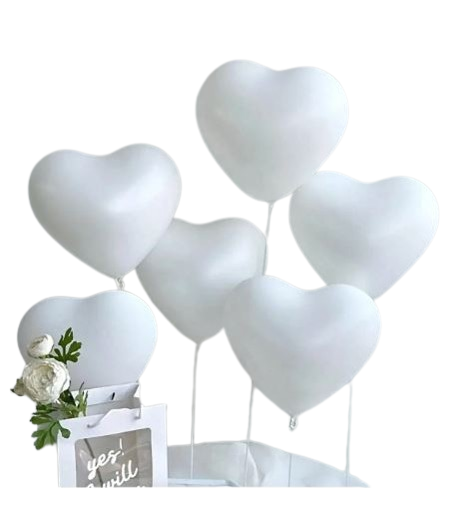 Ballons de latex de couleur macaron en forme de cœur blanc,10 pièces